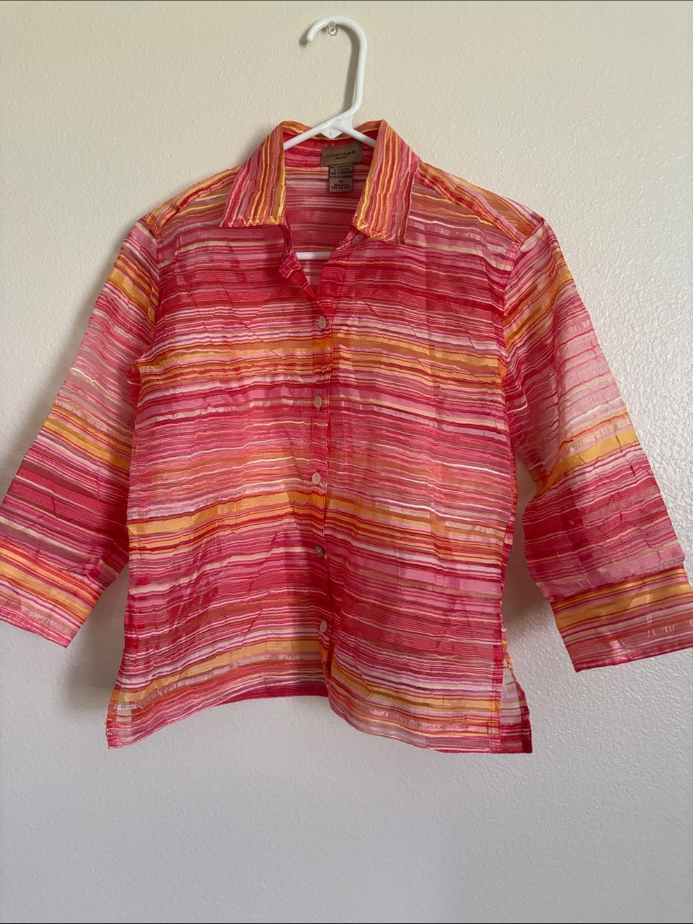Choices Pink and Yellow Sheer Dress Jacket Size Petite Small